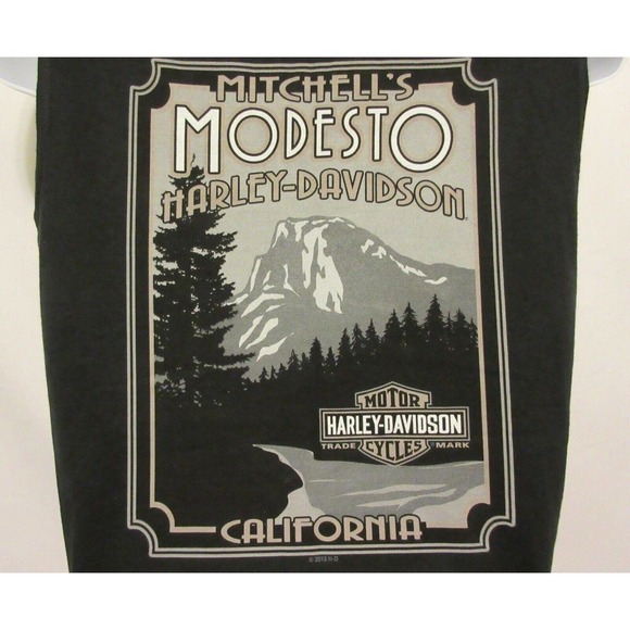 Mitchell's Modesto CA Harley Davidson Black Full Chrome Muscle Tank Shirt Mens M - Picture 9 of 12